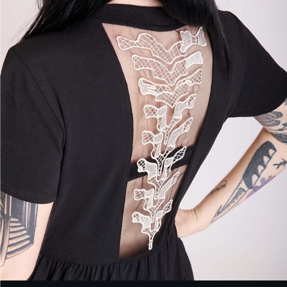 Midnight Hour Mesh Spine Midi Dress